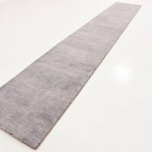 Detail image of  2' 7 x 16' 5  Hand Knotted Solid Gabbeh Wool Runner Rug