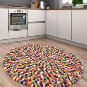 Detail image of  6' 1 x 6' 1 Felt Ball Wool Round Rug