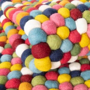 Detail image of  6' 1 x 6' 1 Felt Ball Wool Round Rug