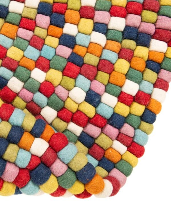 Detail image of  6' 1 x 6' 1 Felt Ball Wool Round Rug