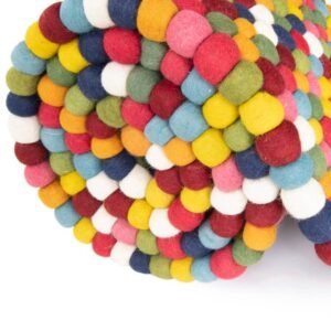 Detail image of  6' 1 x 6' 1 Felt Ball Wool Round Rug