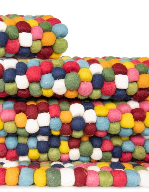 Detail image of  6' 1 x 6' 1 Felt Ball Wool Round Rug