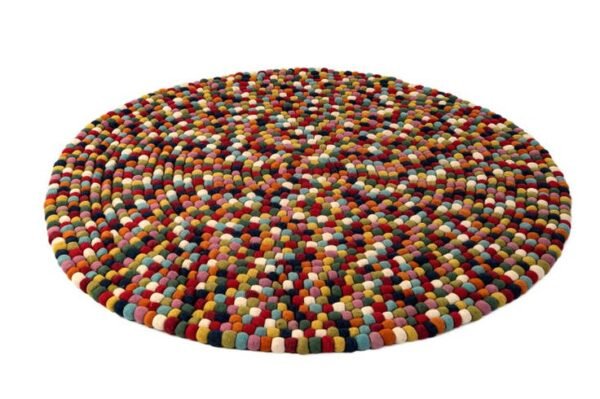 Detail image of  6' 1 x 6' 1 Felt Ball Wool Round Rug