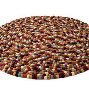 Detail image of  6' 1 x 6' 1 Felt Ball Wool Round Rug
