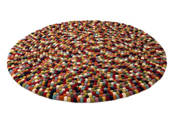 Detail image of  6' 1 x 6' 1 Felt Ball Wool Round Rug