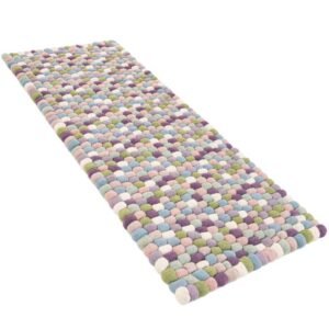 Detail image of  2' x 5' 1  Hand Woven Felt Ball Wool Runner Rug