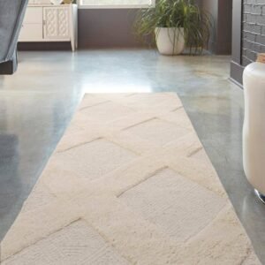 Detail image of  2' x 6' 1  Hand Woven Lattice Wool Runner Rug