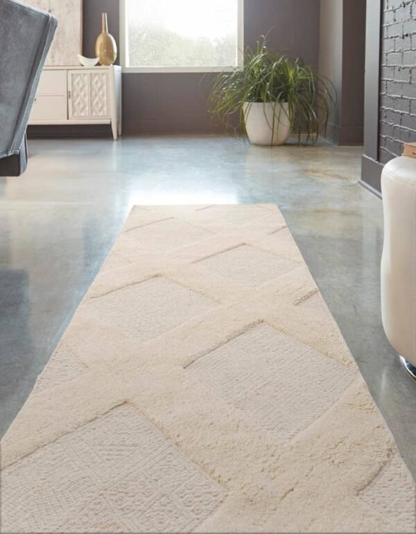 Detail image of  2' x 6' 1  Hand Woven Lattice Wool Runner Rug